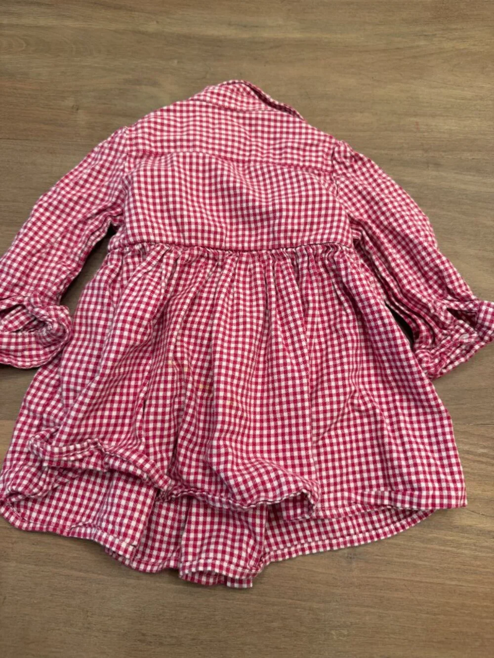 Ralph Lauren Baby Red Gingham Long-Sleeve Ruffle Shirt Dress 9M